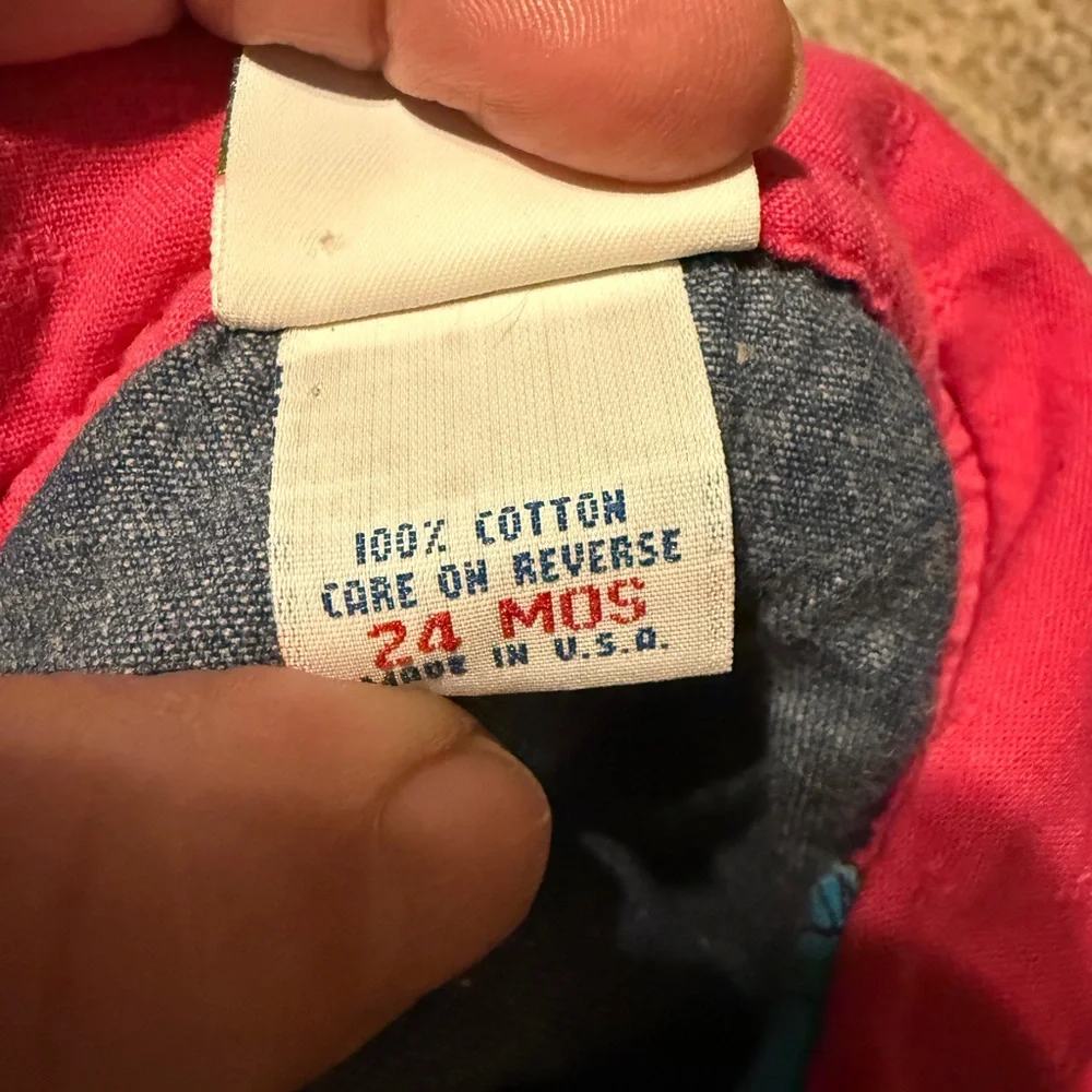 vintage oshkosh Long Sleeve Denim Dress Pink Collar 24‎ Months